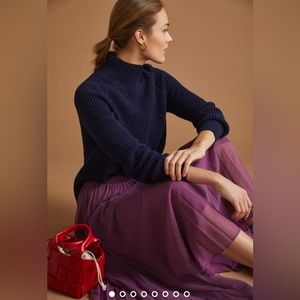 Maeve Turtleneck Tunic Sweater- Navy- XL